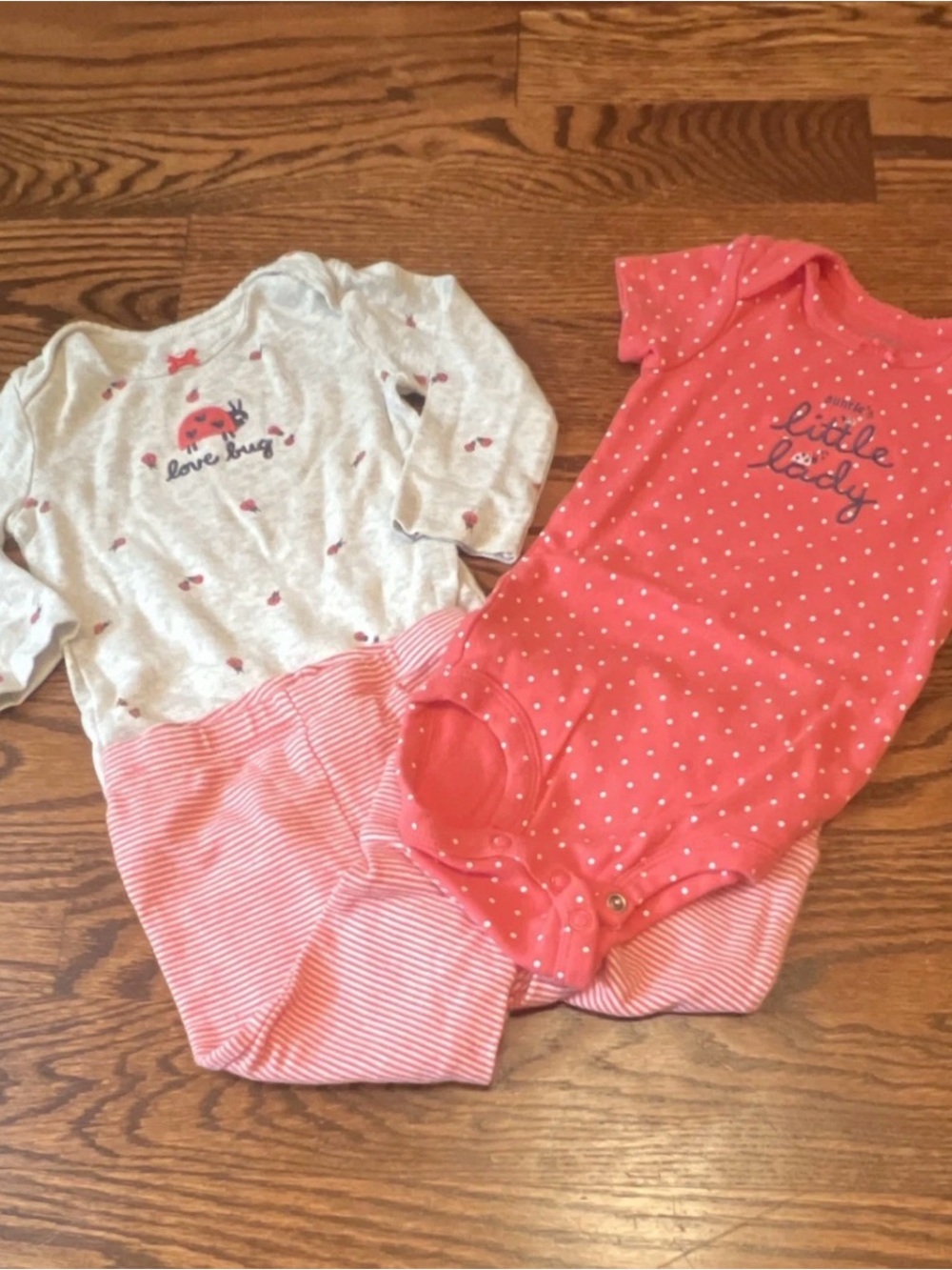 Carter’s Girls 12M Cotton Bodysuits Pants Aunt/Niece Gift Ladybug